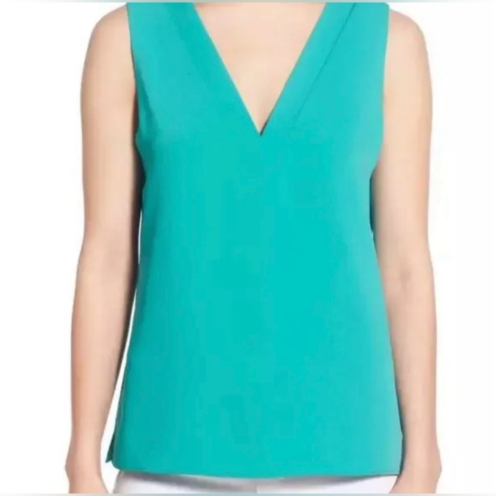 Cooper & Ella Women’s Small Teal V-Neck Sleeveless Tank Top Blouse